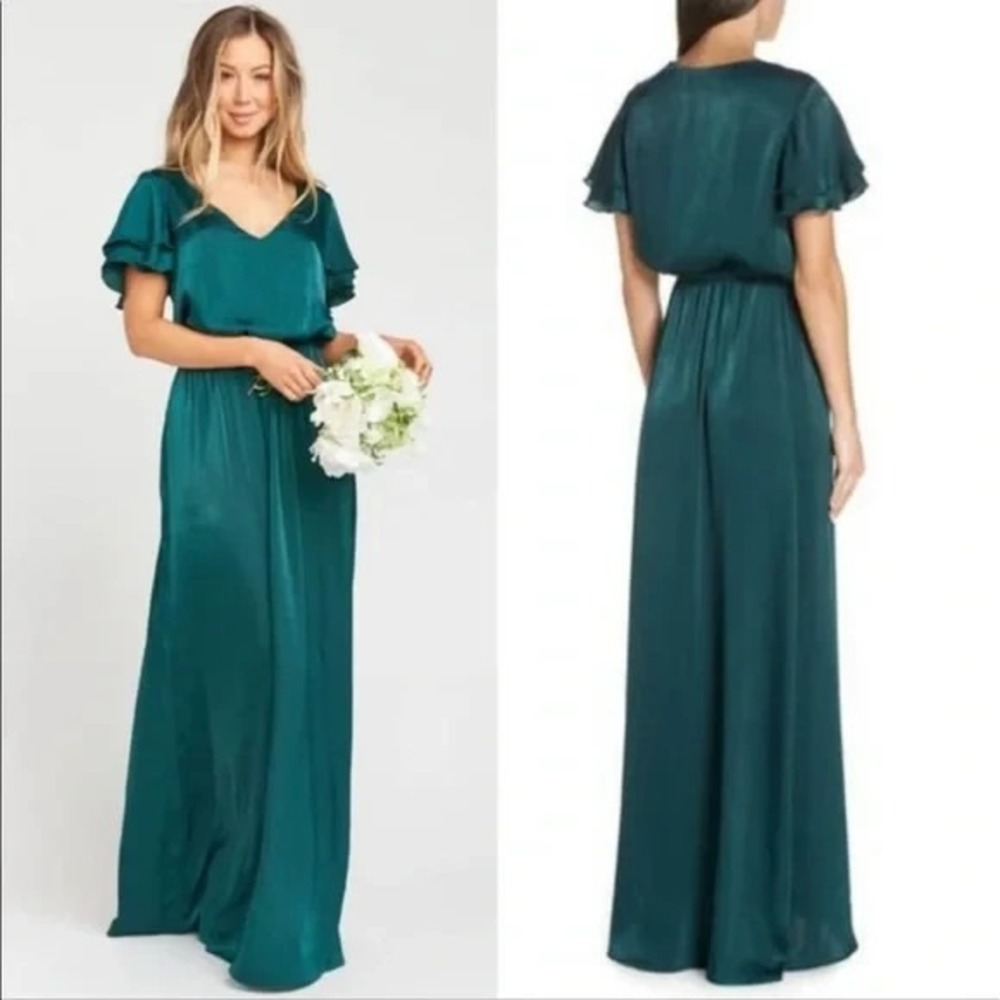 Show Me Your MuMu Teal Satin Maxi Dress